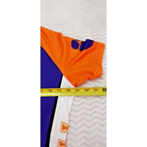 Clemson Tiigers XL Cycling Jersey Orange White Full Zip Pockets Reflector SEE - Picture 9 of 11